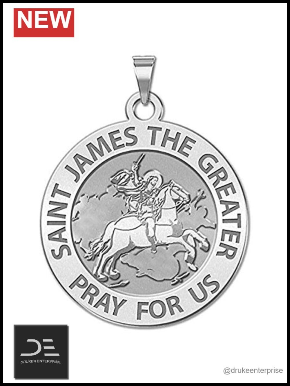 Saint James the Greater Religious Medal Charm Pendant Silver